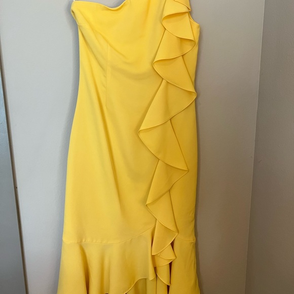 LIKELY yellow one shoulder midi dress - Picture 1 of 5